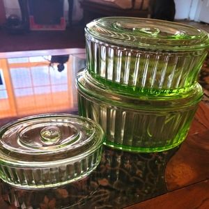 Oval depression nesting refrigerator containers